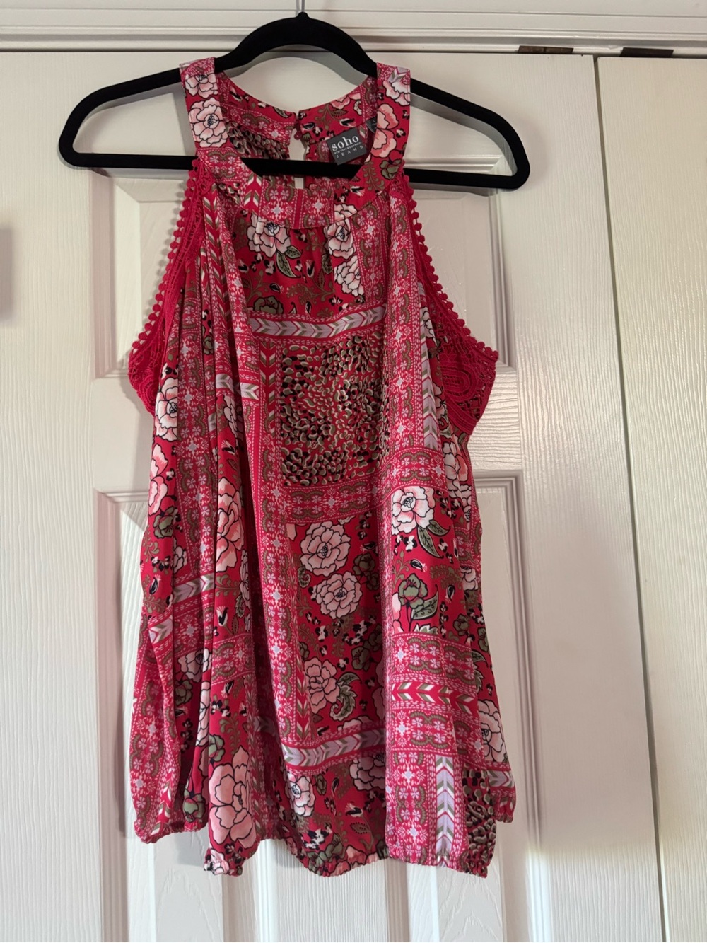 Soho Hot Pink Floral Halter Camisole